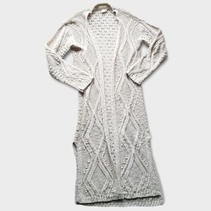 Saltwater Luxe Long Knit Duster Open Cardigan Tan XS